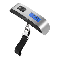 KAUKKO 110lb/50kg Luggage Scale, Backlit LCD Display Electronic Balance Digital Hanging Scale with Rubber Paint Handle, Silver（Webbing）