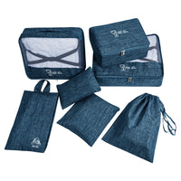 KAUKKO 7 Set Packing Cubes, Travel Luggage Organizers with Laundry Bag & Shoe Bag (NAVY)