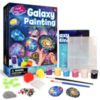 KAUKKO Painting Creativity Arts Crafts DIY Supplies Kit with 6 Paints (Glow in The Dark & Metallic & Standard Paints) Decorate Your Own for Kids Painting Gifts Family Activity Birthday Present-Milky Way