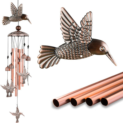 KAUKKO Hummingbird Wind Chimes, Copper Wind Chimes, Garden Decor, Gifts for Women, Gifts for mom, Wind Chimes Outdoor, Memorial Wind Chimes, Wind Bell