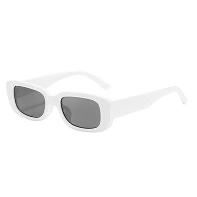 KAUKKO Rectangle Sunglasses for Women Retro Driving Glasses 90’s Vintage Fashion Narrow Square Frame UV400 Protection White