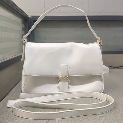 KAUKKO New bm same style underarm bag trendy simple retro handbag large capacity soft leather shoulder bag women bag White