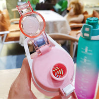 KAUKKO 32oz Leakproof BPA Free Drinking Water Bottle with Time Marker & Straw to Ensure You Drink Enough Water Throughout The Day