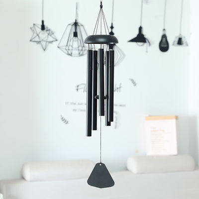KAUKKO European retro 33 in wind chime metal thickened aluminum pipe wind chime home outdoor garden decoration pendant holiday gift Black