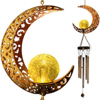 KAUKKO Moon Solar Wind Chimes for mom Moon Decor for Outside Outdoor Clearance Gardening Gifts Birthday Gifts for mom for Women Grandma Gifts