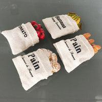 KAUKKO Tomato Burlap Bag Banana Bread Baguette cream Bread Simulation Refrigerator Stickers 4 Pcs set