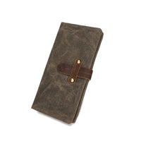 KAUKKO Canvas Long Wallet Drawstring Retro Multifunctional Waterproof Wallet Fashion Men's Bag Army green