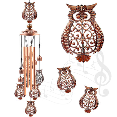 KAUKKO Owl Wind Chimes, Copper Wind Chimes, Garden Decor, Gifts for Women, Gifts for mom, Wind Chimes Outdoor, Memorial Wind Chimes, Wind Bell