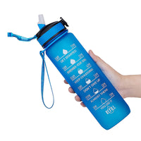 KAUKKO 32oz Leakproof BPA Free Drinking Water Bottle with Time Marker & Straw to Ensure You Drink Enough Water Throughout The Day