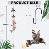 KAUKKO Hummingbird Wind Chimes, Copper Wind Chimes, Garden Decor, Gifts for Women, Gifts for mom, Wind Chimes Outdoor, Memorial Wind Chimes, Wind Bell