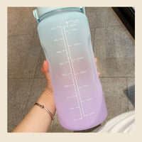 KAUKKO Fashionable large capacity outdoor frosted plastic cup gradient sports portable kettle colorful space bomb cover straw cup Pink
