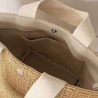 KAUKKO Seaside Summer Beach Vacation Summer Pastoral Style Woven Bag Retro Hand-Held Straw Bag for Women White