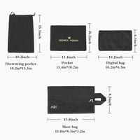 KAUKKO 7 Set Packing Cubes, Travel Luggage Organizers with Laundry Bag & Shoe Bag (BLACK)