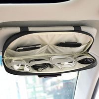 KAUKKO Car Sun Visor Organizer Auto Car Visor Pocket and Interior Accessories Car Truck Visor Storage Pouch Holder with Multi-Pocket Net Zippers (Black)