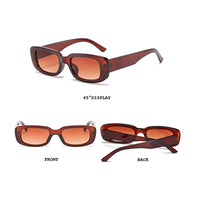 KAUKKO Rectangle Sunglasses for Women Retro Driving Glasses 90’s Vintage Fashion Narrow Square Frame UV400 Protection Dark brown