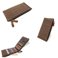 KAUKKO Canvas Wallet Long Multi-card Wallet Retro Style Waterproof Men's Wallet Folding Zipper Canvas Bag Coffee