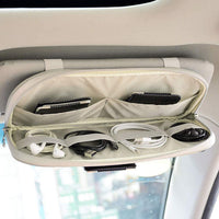 KAUKKO Car Sun Visor Organizer Auto Car Visor Pocket and Interior Accessories Car Truck Visor Storage Pouch Holder with Multi-Pocket Net Zippers (Grey)