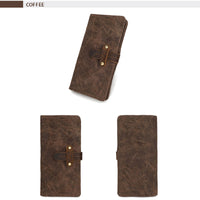 KAUKKO Canvas Long Wallet Drawstring Retro Multifunctional Waterproof Wallet Fashion Men's Bag Coffee