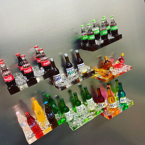 KAUKKO Simulation Material Desktop Decoration Accessories Creative Props Wine and Beverage Refrigerator Stickers 7 Pcs set