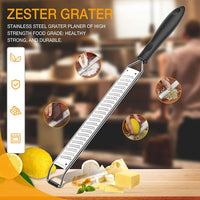KAUKKO Lemon Zester & Cheese Grater – Premium Stainless Steel - A Sharp Kitchen Tool for Ginger, Garlic, Nutmeg, Chocolate, Vegetables, Fruits, Dishwasher Safe