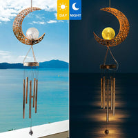 KAUKKO Moon Solar Wind Chimes for mom Moon Decor for Outside Outdoor Clearance Gardening Gifts Birthday Gifts for mom for Women Grandma Gifts