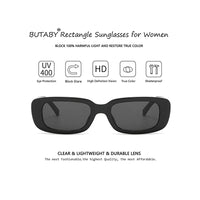 KAUKKO Rectangle Sunglasses for Women Retro Driving Glasses 90’s Vintage Fashion Narrow Square Frame UV400 Protection Black Frame Grey Lens+Red Frame Grey Lens