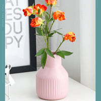 KAUKKO Solid Color Ceramic Vase Small Flower Vases for Home Decor, Modern Decor, Living Room Decor, Shelf Decor, Table, Bookshelf Decor Bright pink