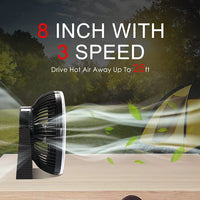 KAUKKO 10000mAh Portable Camping Fan with LED Lights - 8 inch Rechargeable Battery Operated USB Fan with Hanging Hook