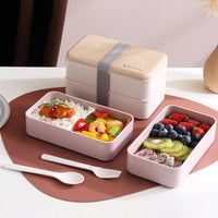 KAUKKO Premium Bento Lunch Box in 3 Modern Colors - 2 Compartments, Leak-proof - Includes Divider, Cutlery & Chopsticks - 40oz Japanese Bento Box for Adults & Kids - Zero Waste & Food-Safe White
