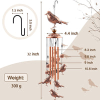 KAUKKO Bird Wind Chimes, Copper Wind Chimes, Garden Decor, Gifts for Women, Gifts for mom, Wind Chimes Outdoor, Memorial Wind Chimes, Wind Bell