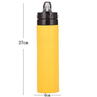 KAUKKO Collapsible Water Bottles, 18 oz Reuseable BPA Free Silicone Leak-proof Travel Water Bottle with Straw for Travel Gym Camping Hiking, Portable Sports Water Bottle with Carabiner Yellow