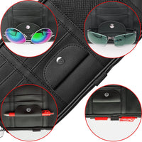 KAUKKO Car Sun Visor Organizer Auto Car Visor Pocket and Interior Accessories Car Truck Visor Storage Pouch Holder with Multi-Pocket Net Zippers (Black)