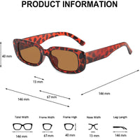 KAUKKO Rectangle Sunglasses for Women Retro Driving Glasses 90’s Vintage Fashion Narrow Square Frame UV400 Protection Leopard print