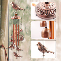 KAUKKO Bird Wind Chimes, Copper Wind Chimes, Garden Decor, Gifts for Women, Gifts for mom, Wind Chimes Outdoor, Memorial Wind Chimes, Wind Bell