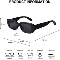KAUKKO Rectangle Sunglasses for Women Retro Driving Glasses 90’s Vintage Fashion Narrow Square Frame UV400 Protection Black