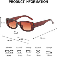 KAUKKO Rectangle Sunglasses for Women Retro Driving Glasses 90’s Vintage Fashion Narrow Square Frame UV400 Protection Dark brown