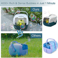 KAUKKO Bubble Machine for Parties Automatic Bubble Machine 4000+ /mins Portable Baby Bubble Machine Battery Powered Bubble Maker for Kids Girls Parties, Wedding, Stage, Indoor & Outdoor Durable Bubble Toy Grey