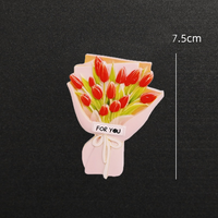Flower Bloom Bouquet Refrigerator Magnet Resin Magnet, Beautiful Sunflower Rose Tulip Chamomile, 5pcs-Set