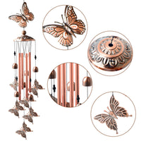 KAUKKO Butterfly Wind Chimes, Copper Wind Chimes, Garden Decor, Gifts for Women, Gifts for mom, Wind Chimes Outdoor, Memorial Wind Chimes, Wind Bell
