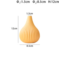 KAUKKO Solid Color Ceramic Small Vase Aromatherapy Simple Vertical Pattern Home Life Decoration Orange