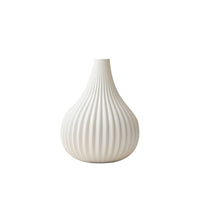 KAUKKO Solid Color Ceramic Small Vase Aromatherapy Simple Vertical Pattern Home Life Decoration White