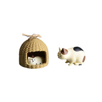 KAUKKO 2 pcs Cartoon Animal Cat Ornaments Cat Litter Resin Desktop Ornaments Creative Crafts Gifts