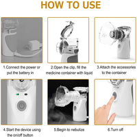 KAUKKO Portable Nebulizer, Nebulizer Machine for Adults and Kids, Ultrasonic Nebulizer of Cool Mist
