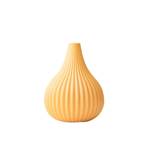 KAUKKO Solid Color Ceramic Small Vase Aromatherapy Simple Vertical Pattern Home Life Decoration Orange