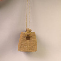KAUKKO Women Straw Hand-woven Top-handle Handbag Beach Rattan Bag