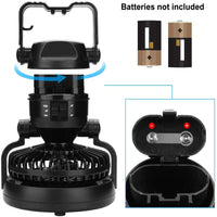 KAUKKO Portable LED Camping Lantern with Ceiling Fan - Hurricane Emergency Survival Kit