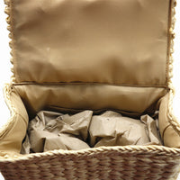 KAUKKO Straw bag woven bag handmade rattan bag tote bag hand-held shoulder Hand Woven Bag Alphabet Straw Bag for Women White