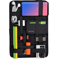 Kaukko Electronics Organizer Board  with Upgraded Elastic for Backpack Organizer, Desktop Organizer, Travel Gear Organizer with Back Pocket (L)