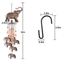 KAUKKO Elephant Wind Chimes, Copper Wind Chimes, Garden Decor, Gifts for Women, Gifts for mom, Wind Chimes Outdoor, Memorial Wind Chimes, Wind Bell