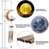 KAUKKO Moon Solar Wind Chimes for mom Moon Decor for Outside Outdoor Clearance Gardening Gifts Birthday Gifts for mom for Women Grandma Gifts